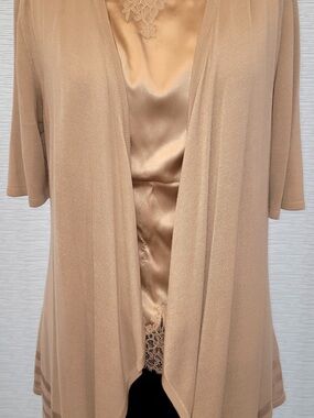 White House Black Market Gold Open-Front Draped Sweater